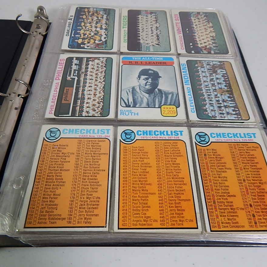 1973 and 1974 Baseball Cards in Album