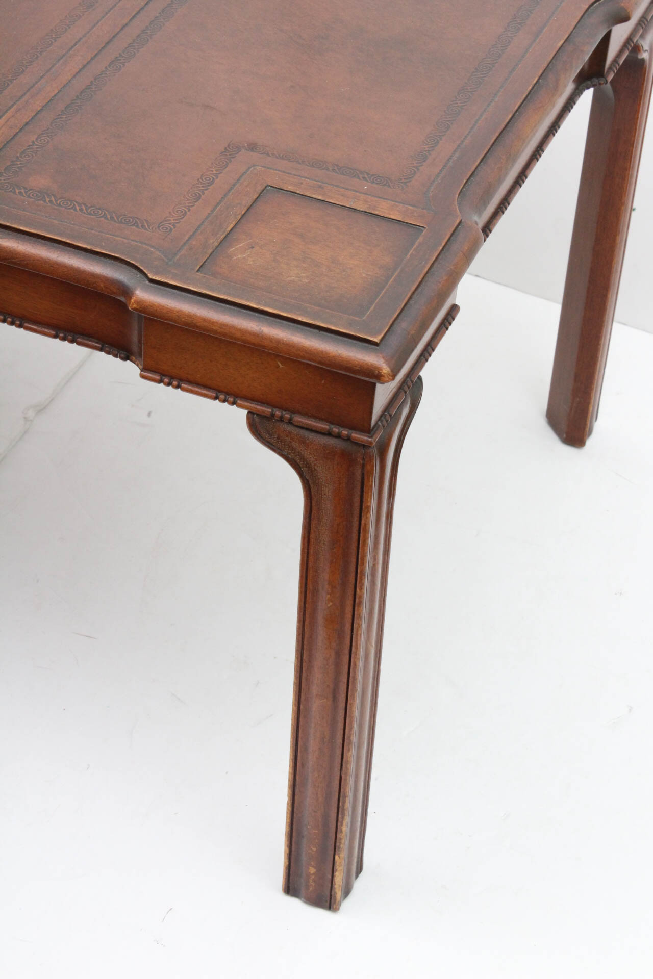 Vintage Chippendale Style Leather Top Coffee Table by Grand Rapids Furniture