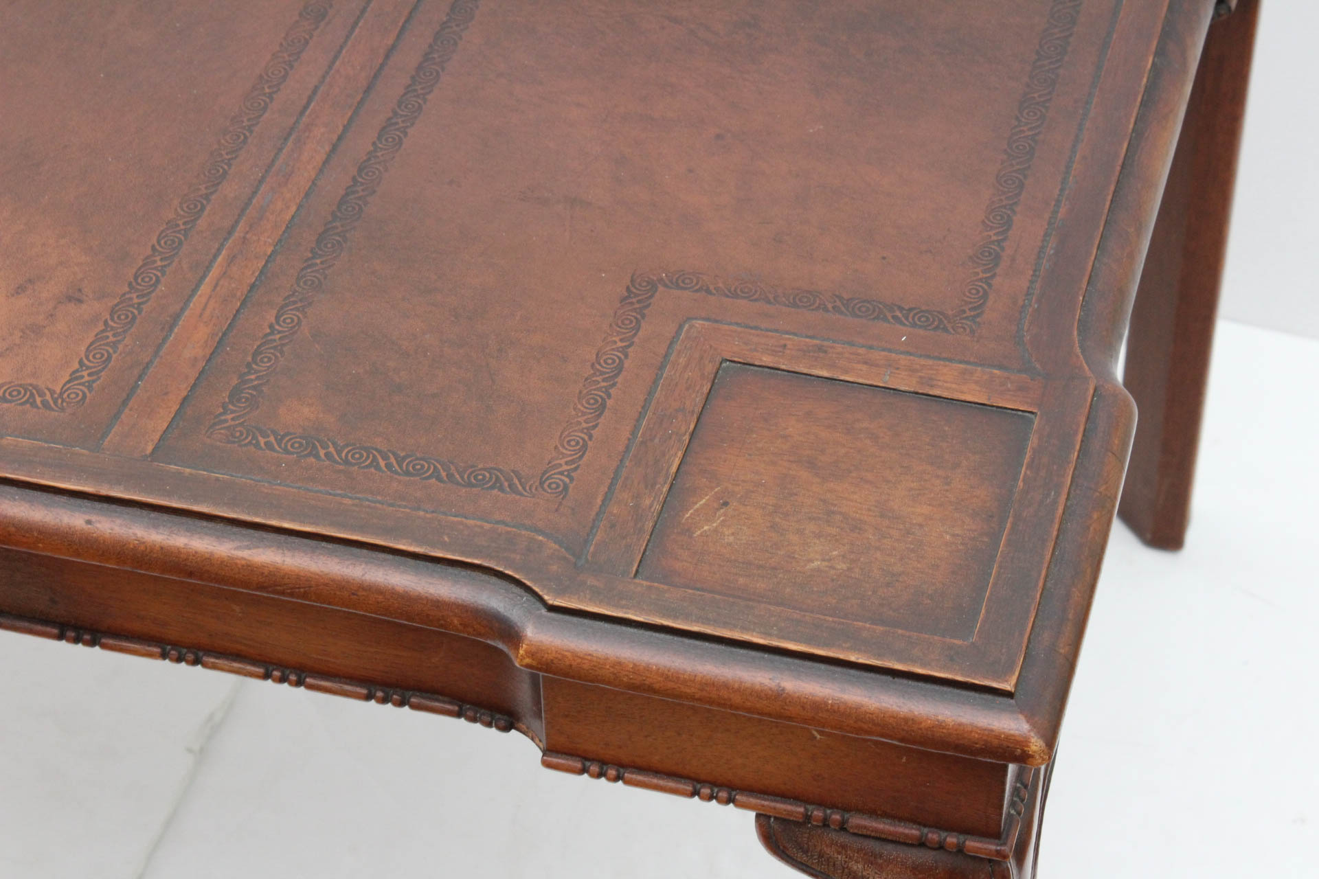 Vintage Chippendale Style Leather Top Coffee Table by Grand Rapids Furniture