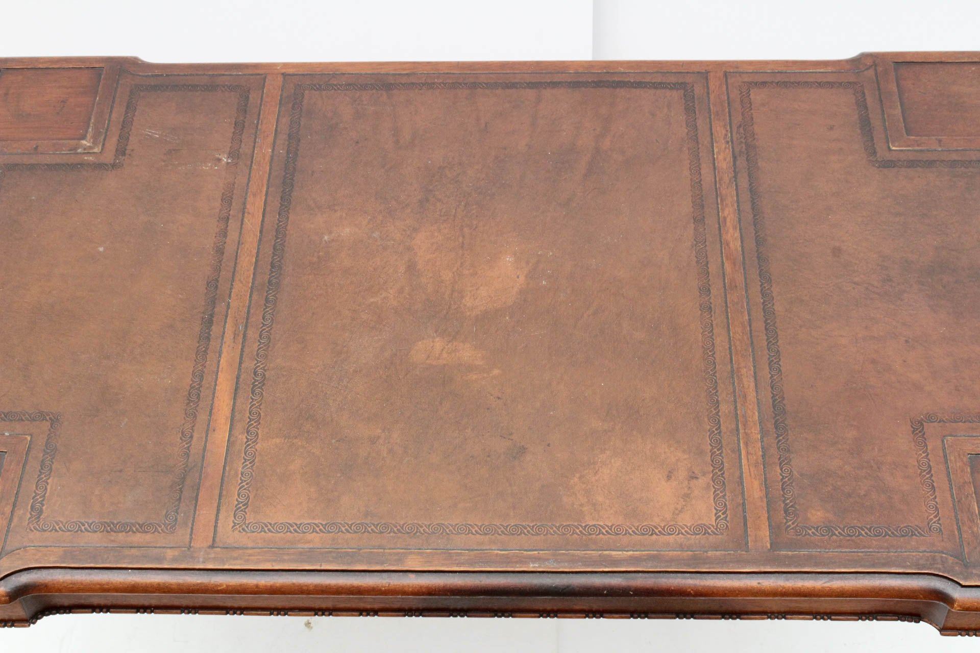 Vintage Chippendale Style Leather Top Coffee Table by Grand Rapids Furniture