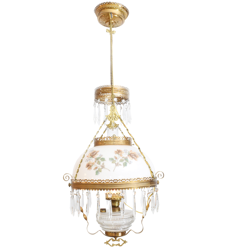 Antique Hanging Converted Oil Lamp Fixture