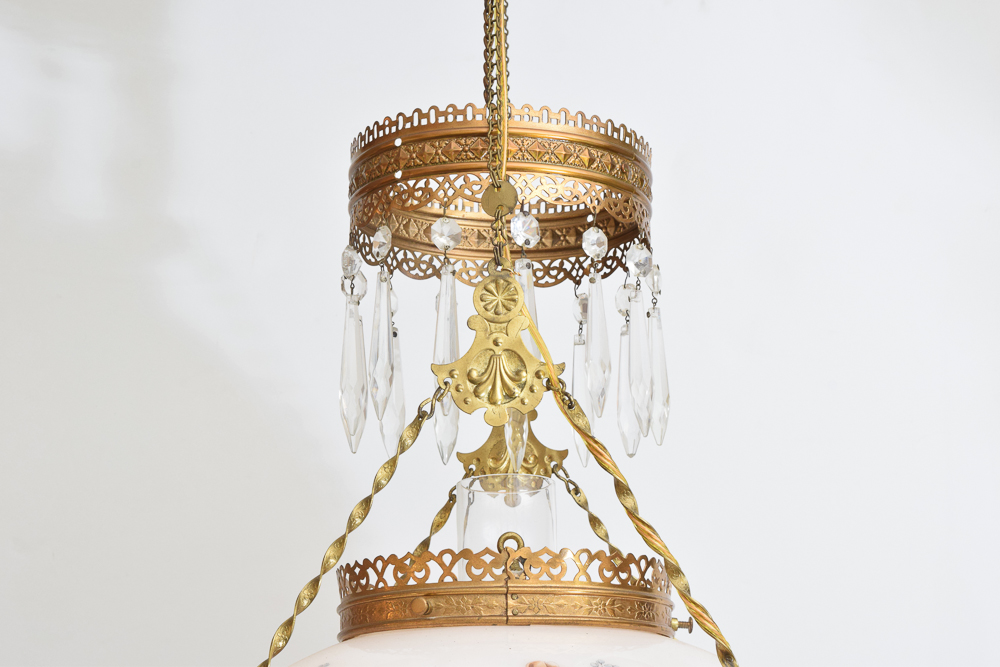 Antique Hanging Converted Oil Lamp Fixture