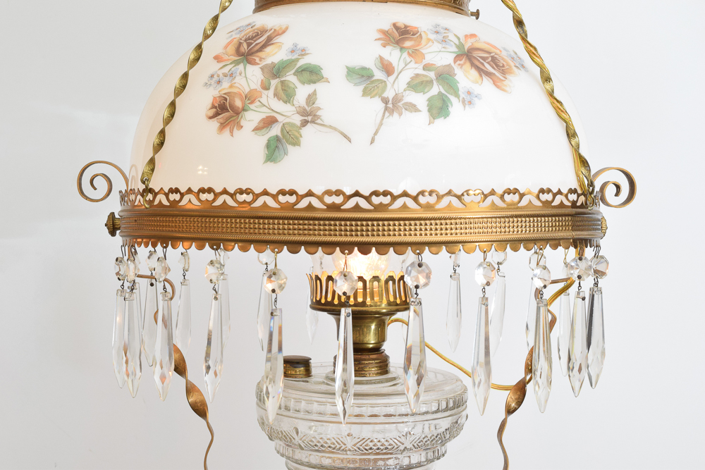 Antique Hanging Converted Oil Lamp Fixture