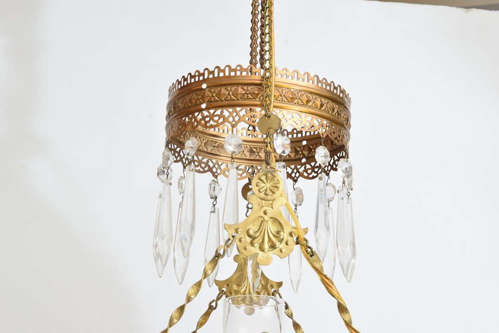 Antique Hanging Converted Oil Lamp Fixture