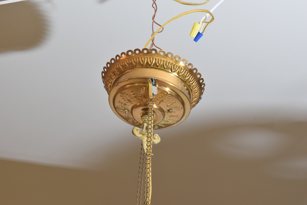 Antique Hanging Converted Oil Lamp Fixture