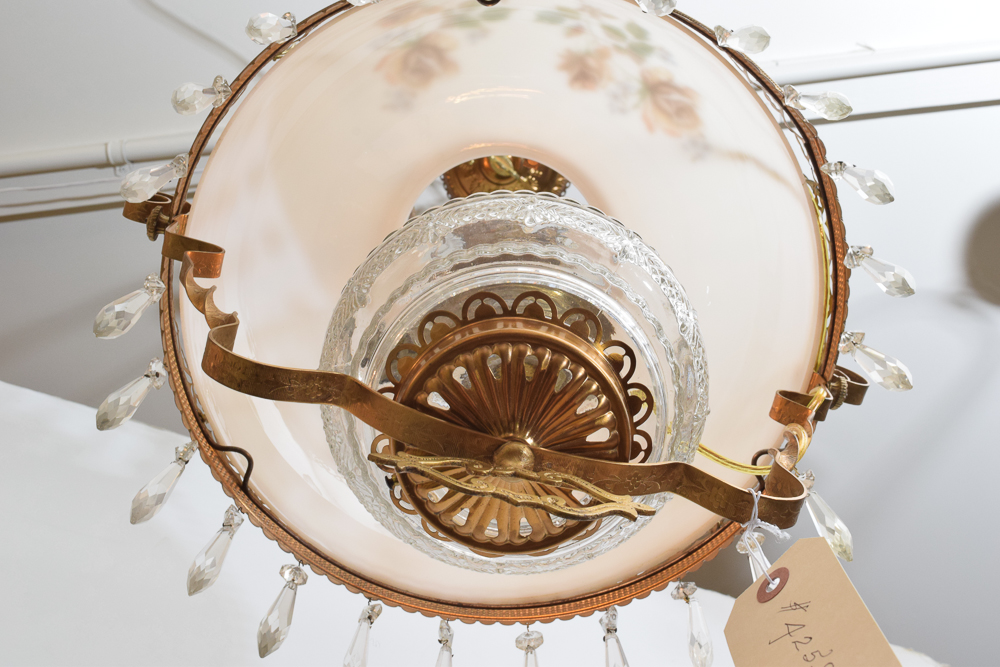 Antique Hanging Converted Oil Lamp Fixture