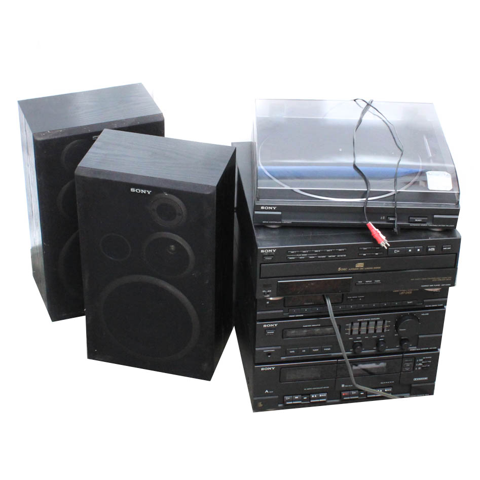 Sony Stereo System with Turntable, Speakers, and CD Player