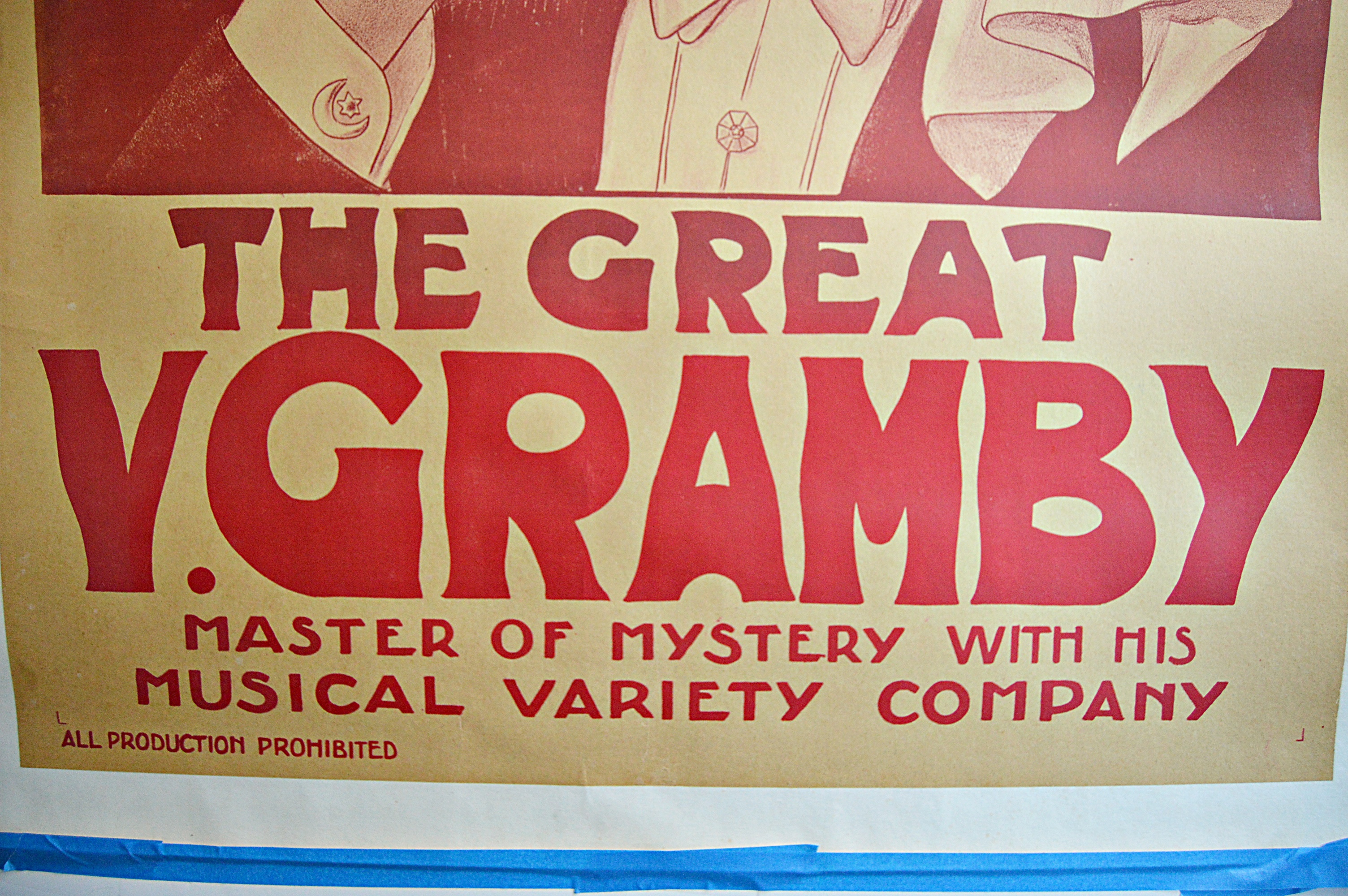 Early 20th-Century "The Great V. Gramby" French Magician Lithographic Poster