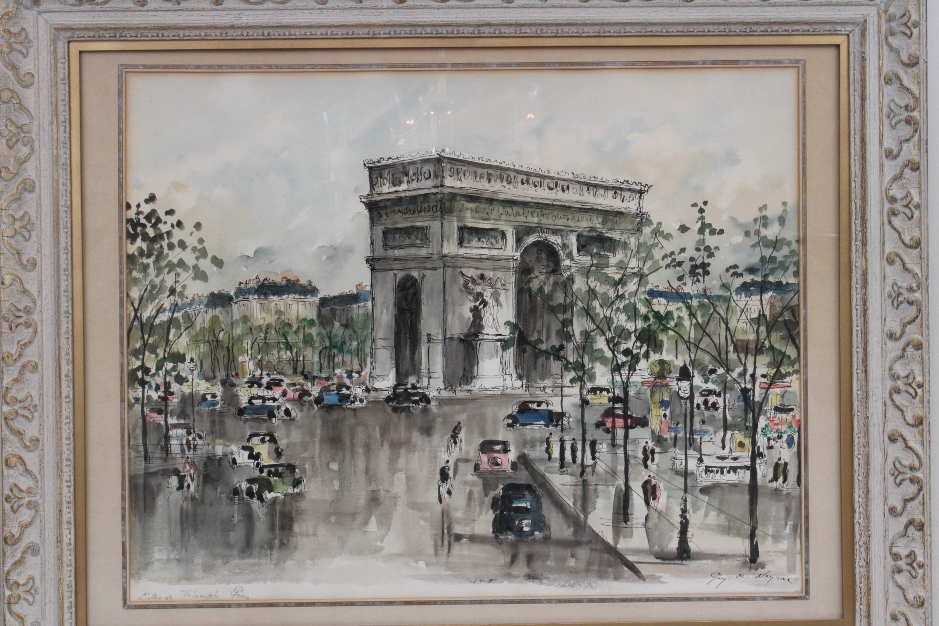 Guy de Nerac Lithograph Landscape "L'Arc de Triomphe Paris"