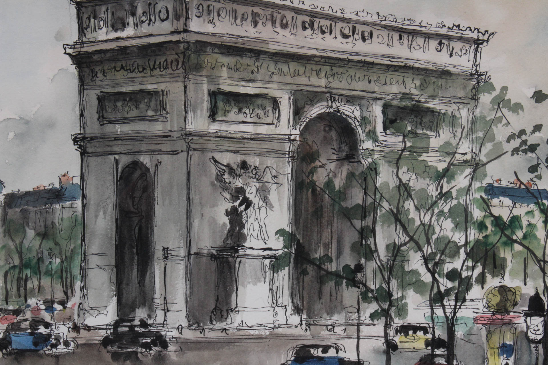 Guy de Nerac Lithograph Landscape "L'Arc de Triomphe Paris"