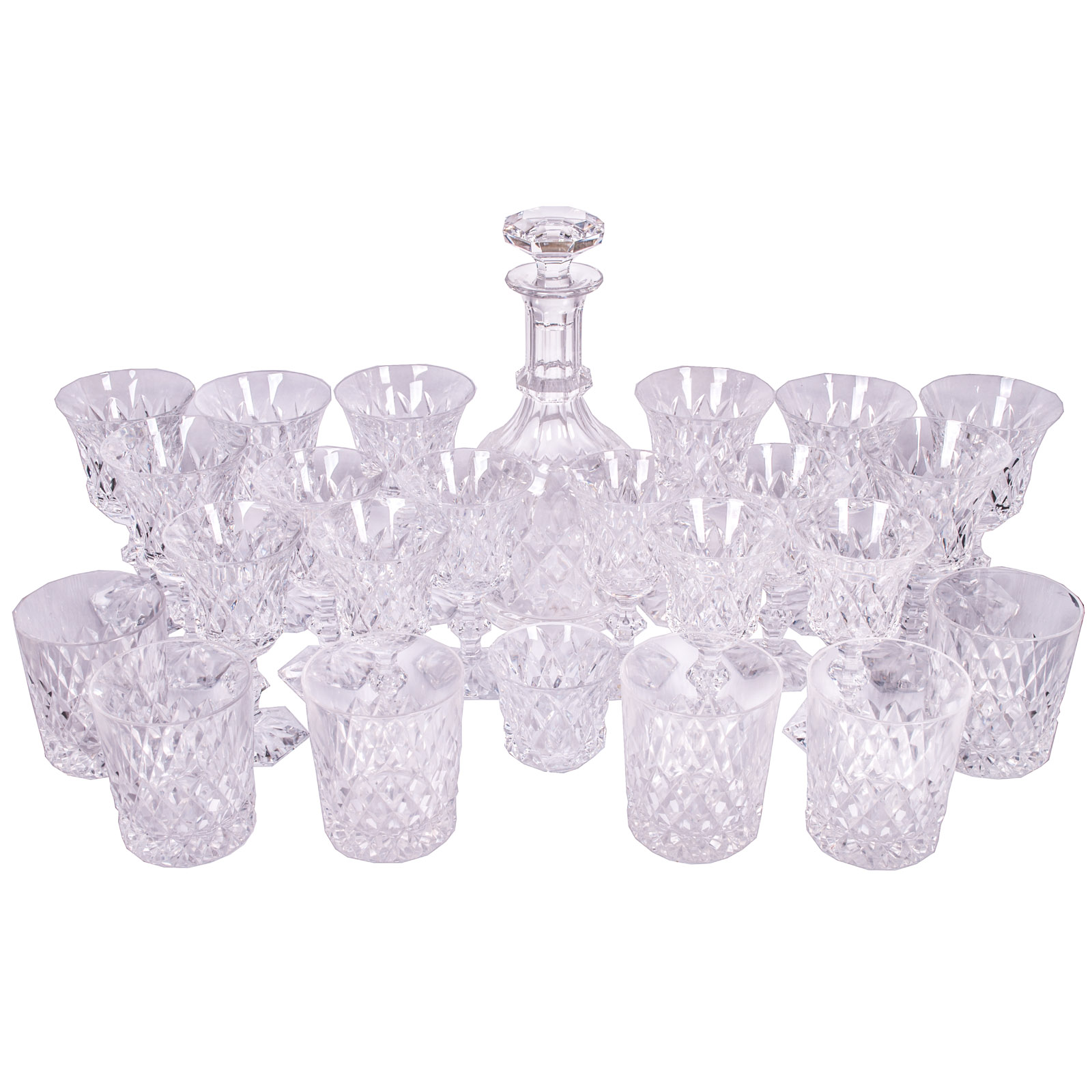 Vintage Val St. Lambert "Metternich Fantaisie" Crystal Decanter and Stemware