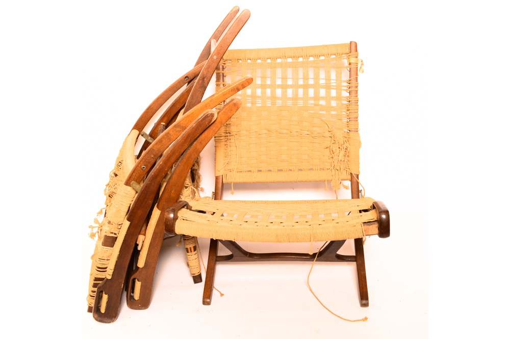Three Danish Modern Woven Lounge Chairs