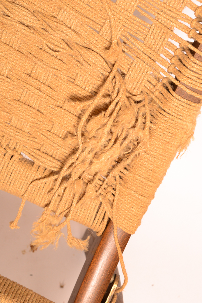 Three Danish Modern Woven Lounge Chairs