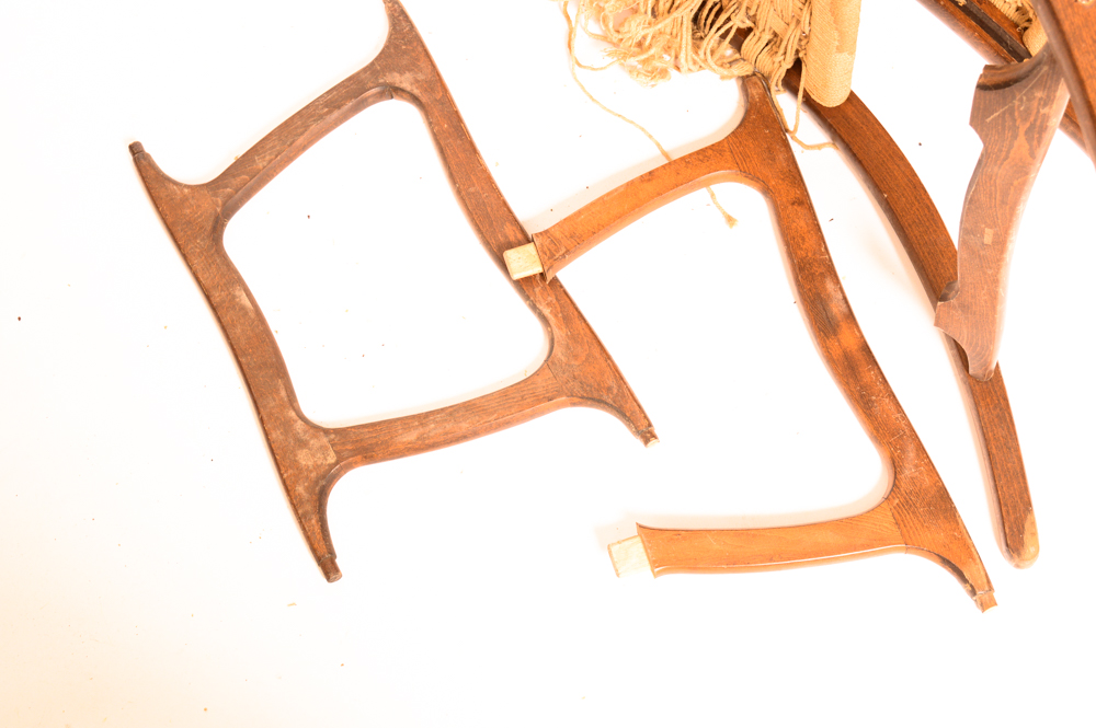 Three Danish Modern Woven Lounge Chairs