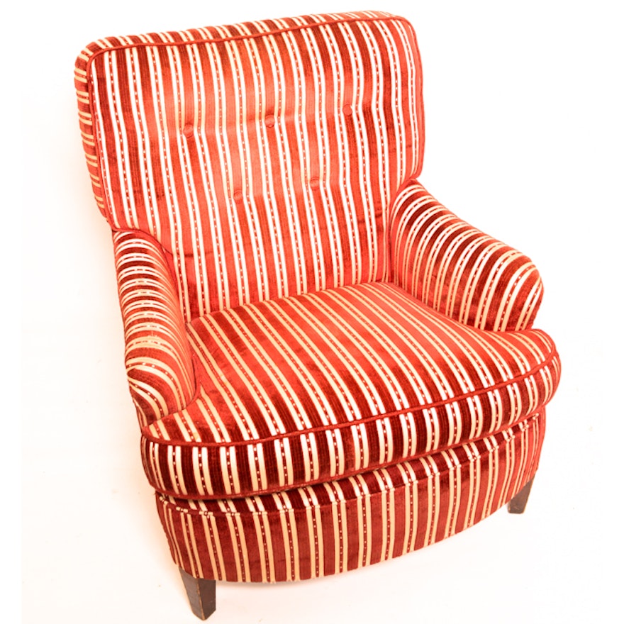 Vintage Striped Upholstered Armchair