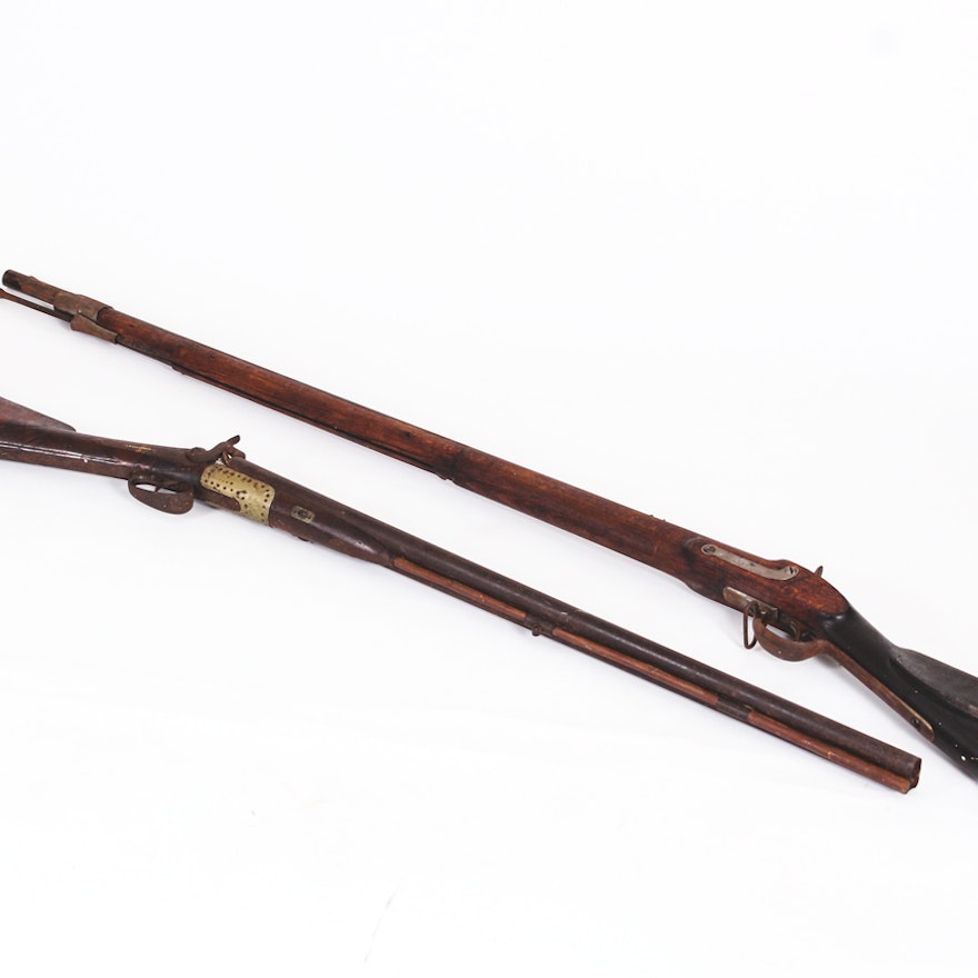 Antique Percussion Cap Rifle and Double Barrel Shotgun