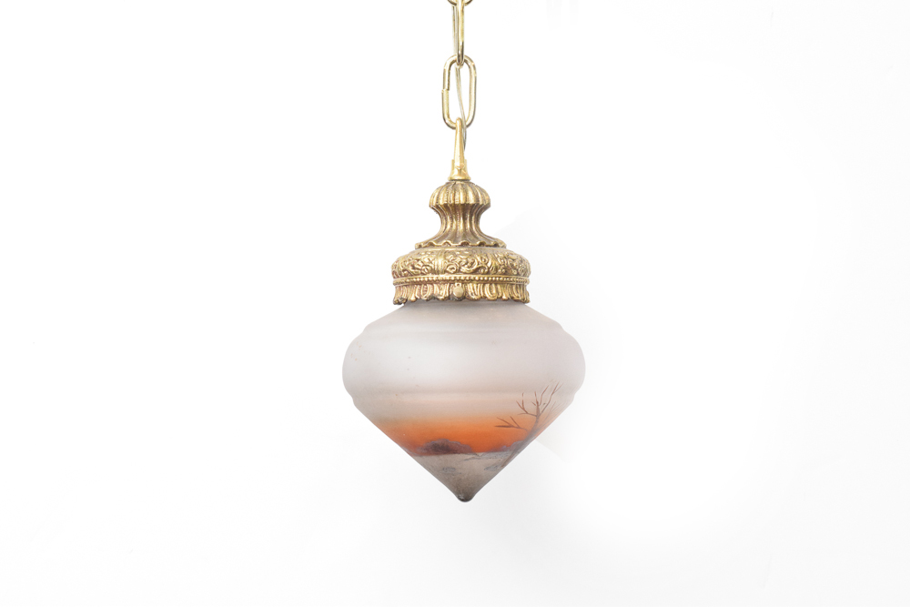 Antique Hand-Painted Pendant Light Fixture