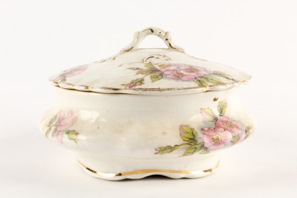 Antique East Liverpool Pottery and Mustache Cup