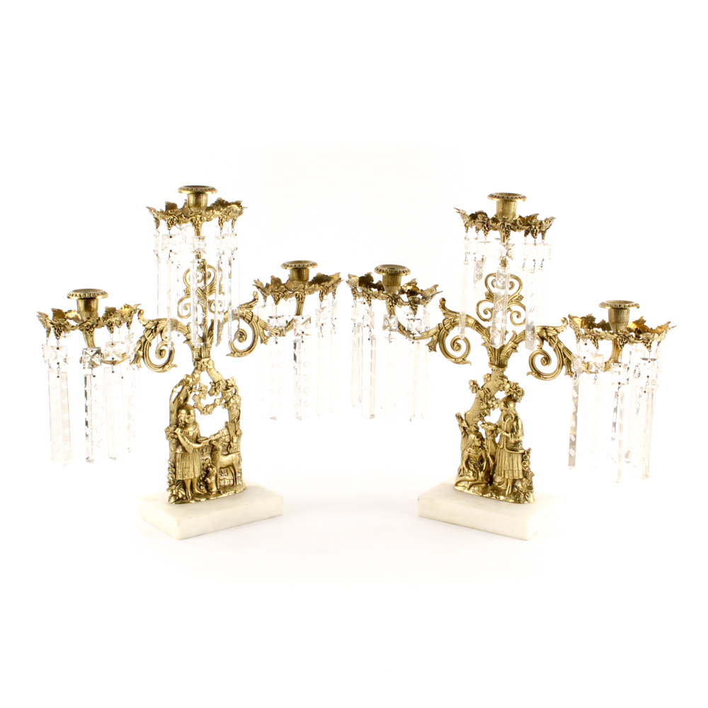 Antique American Victorian Girandoles by Cornelius & Sons