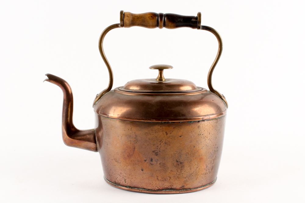 Vintage Copper Kettle and Brass Trivet