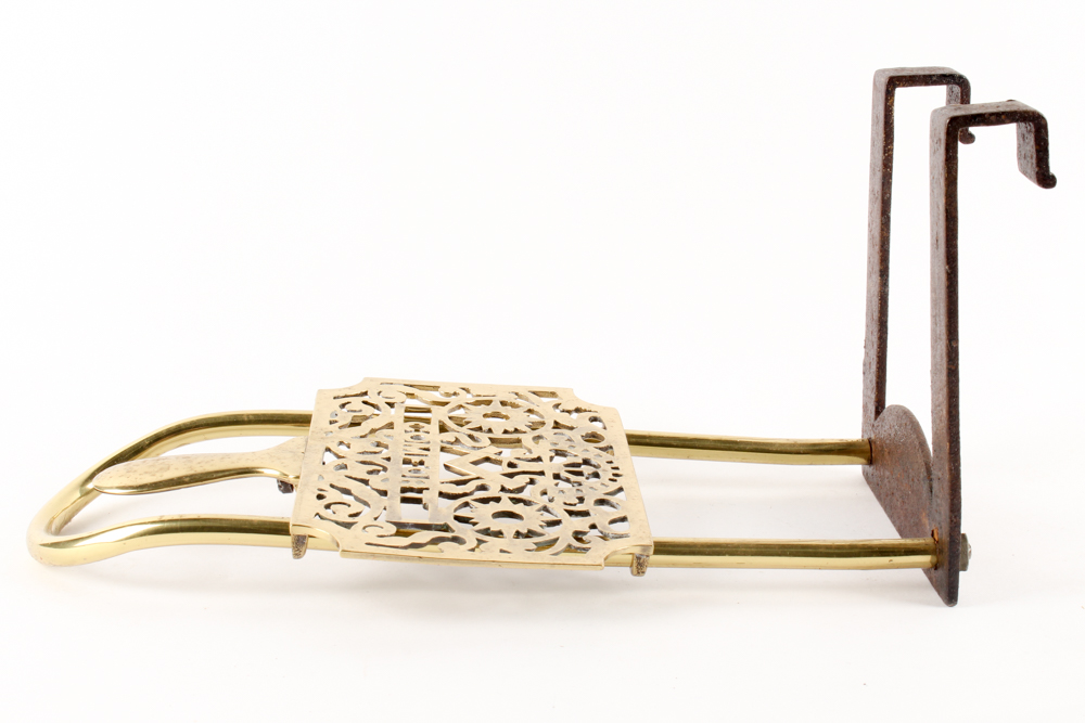 Antique Copper Teapot with Openwork Brass Trivet