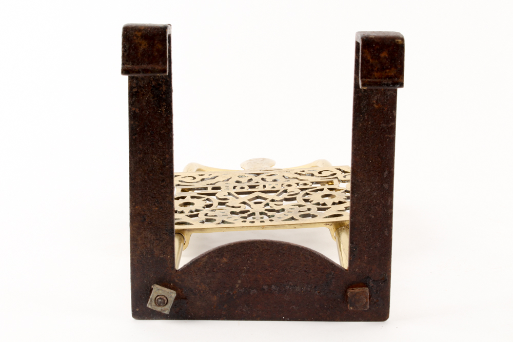 Antique Copper Teapot with Openwork Brass Trivet