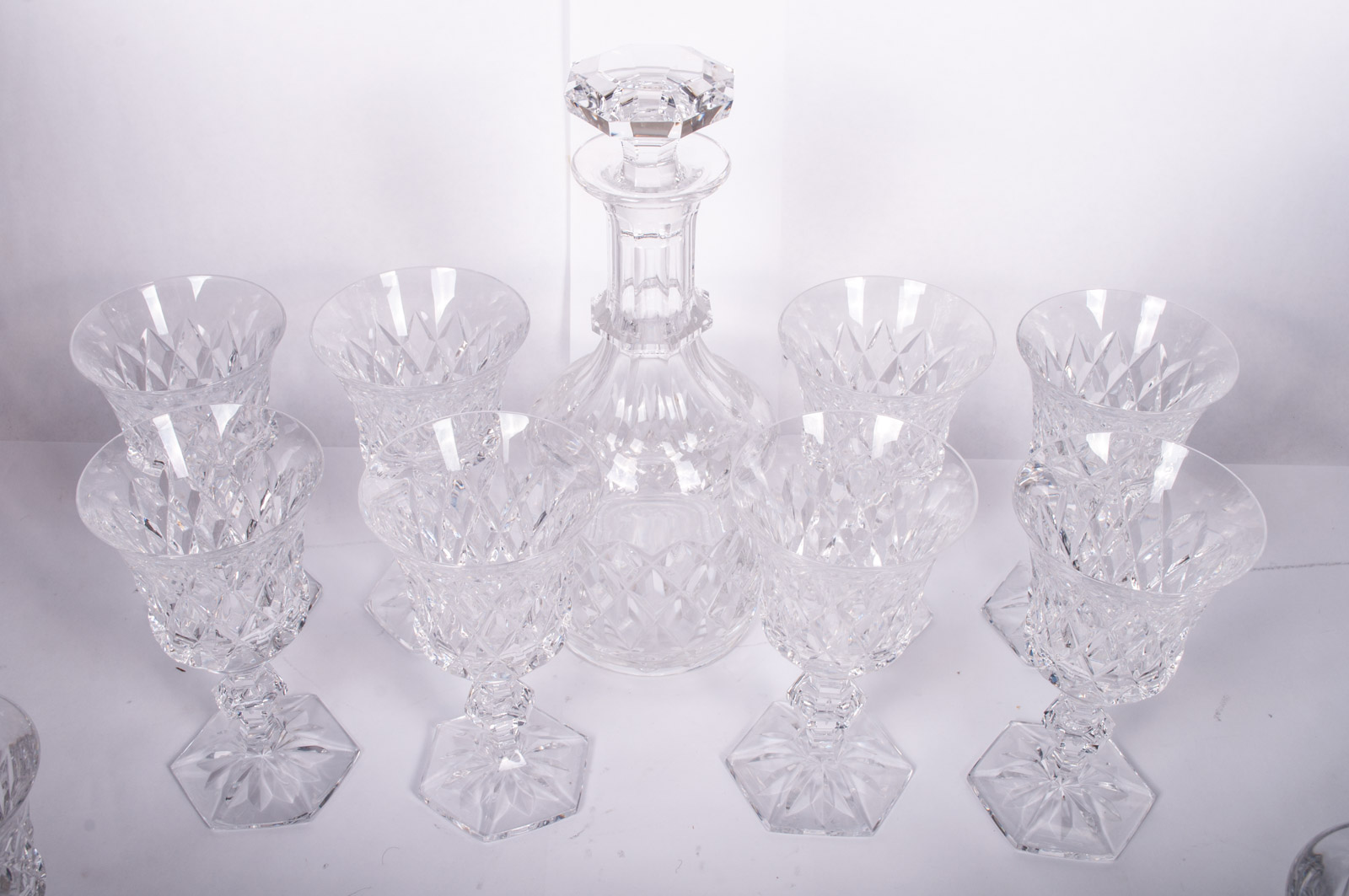 Vintage Val St. Lambert "Metternich Fantaisie" Crystal Decanter and Stemware