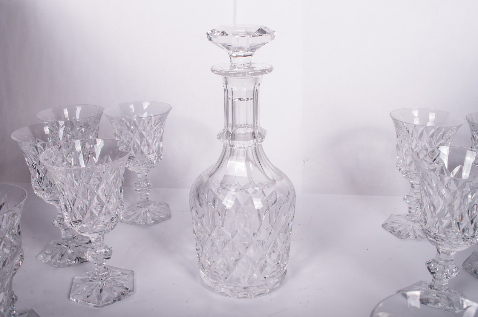 Vintage Val St. Lambert "Metternich Fantaisie" Crystal Decanter and Stemware