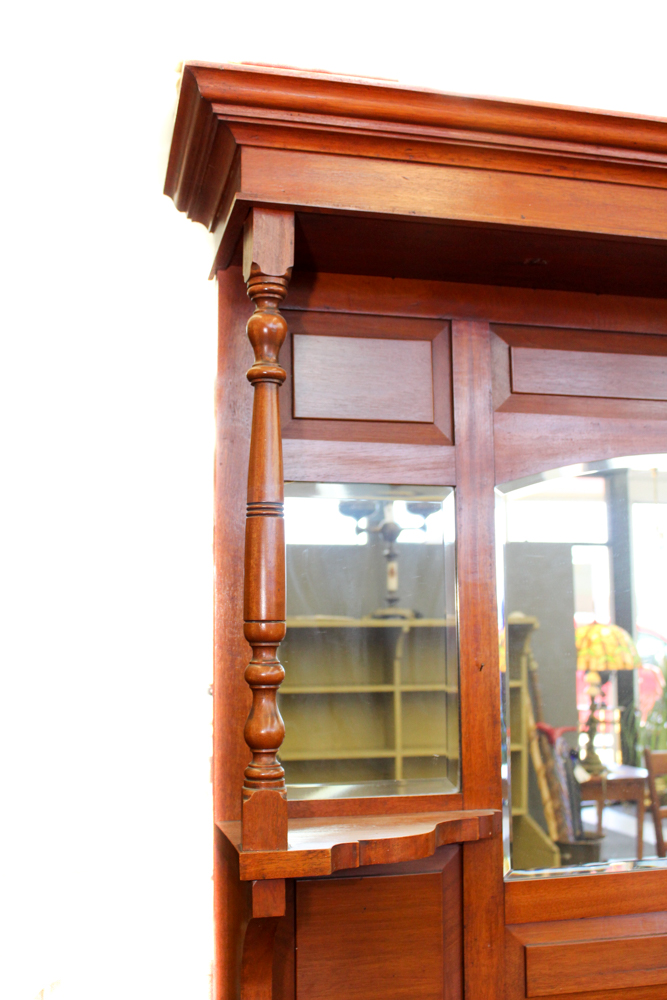 Antique Victorian Walnut Sideboard with Mirrored Top
