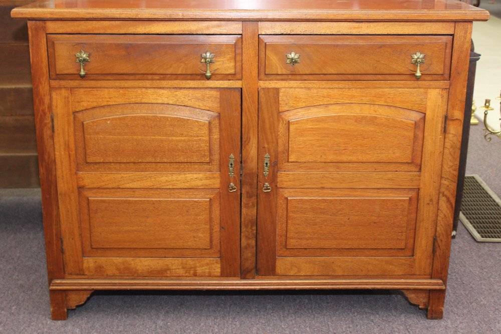 Antique Victorian Walnut Sideboard with Mirrored Top