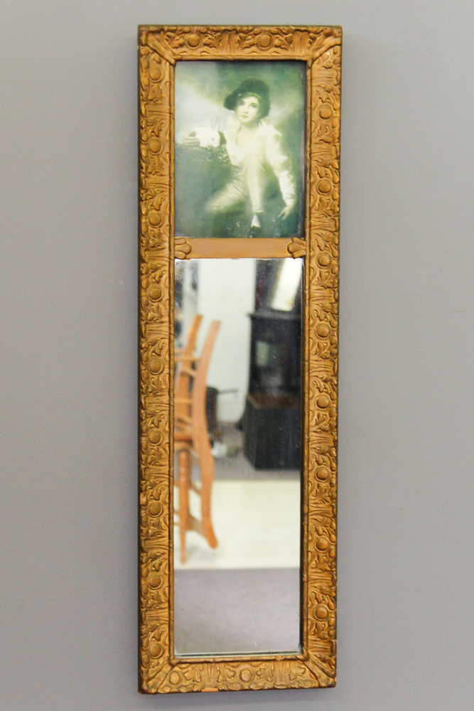 Vintage Trumeau Mirror with Portrait