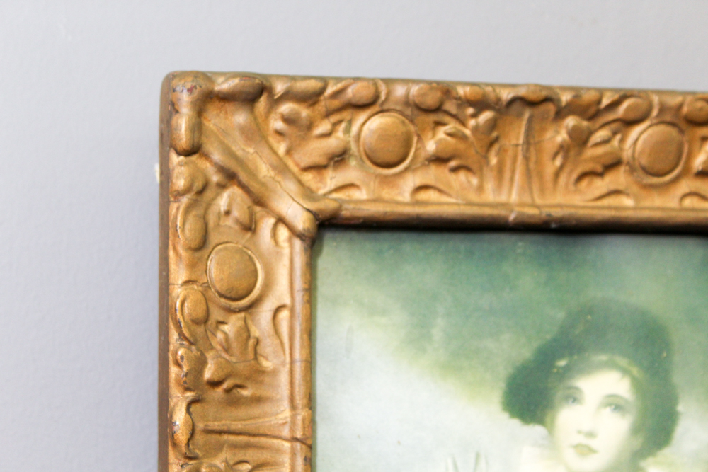 Vintage Trumeau Mirror with Portrait