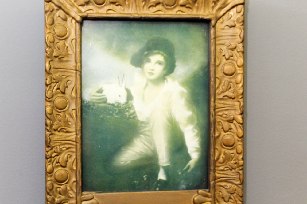 Vintage Trumeau Mirror with Portrait