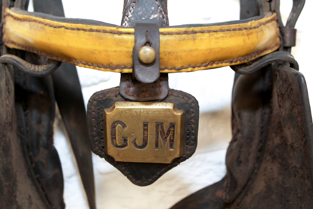 Vintage Monogrammed Driving Horse Bridle With Blinkers