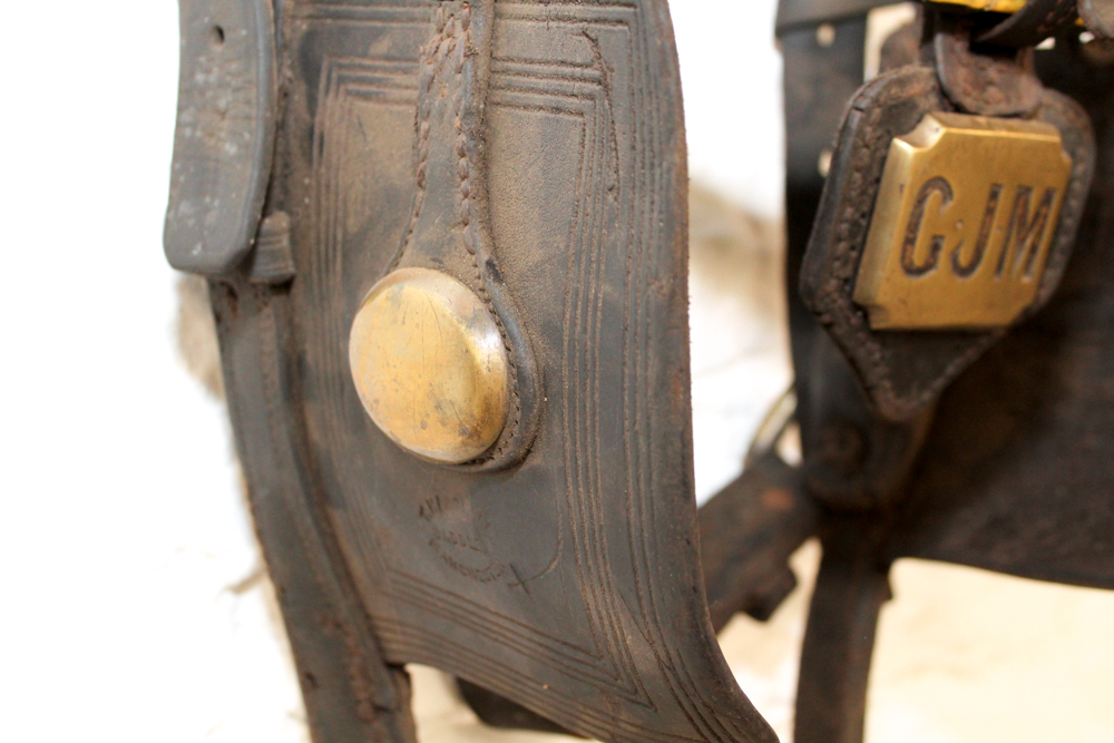 Vintage Monogrammed Driving Horse Bridle With Blinkers