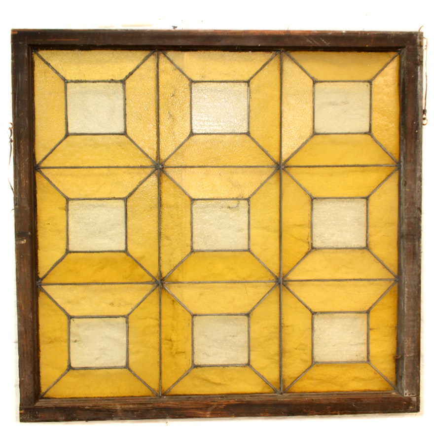 Antique Framed Stained Glass Panel