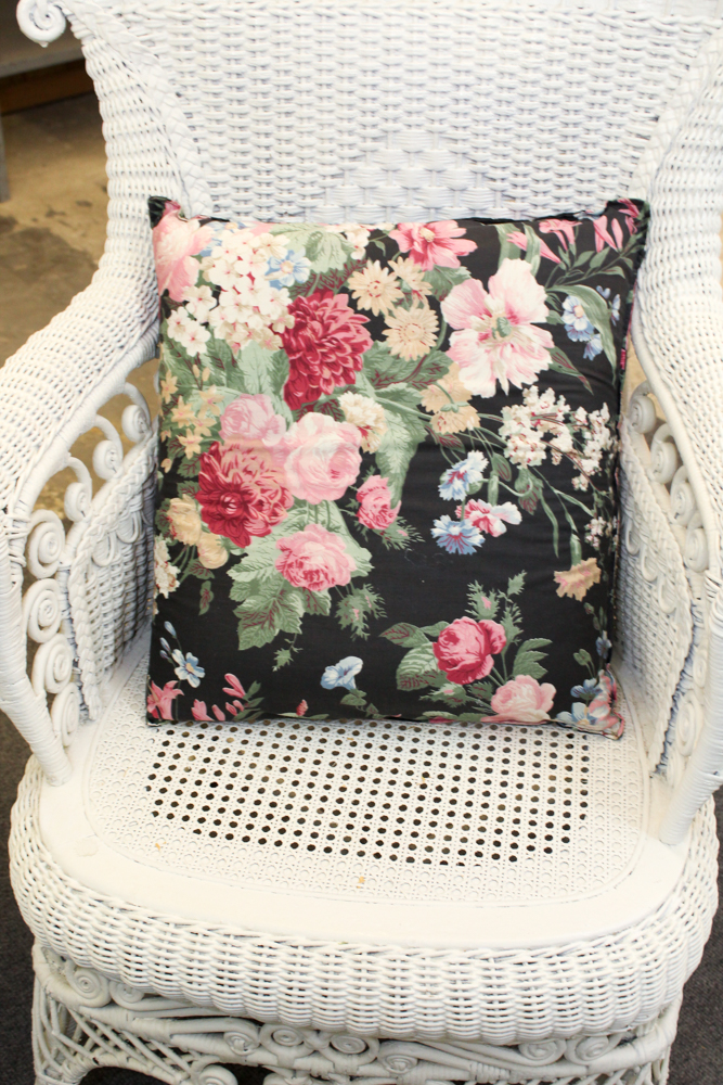 White Wicker Weave Chair and Ottoman