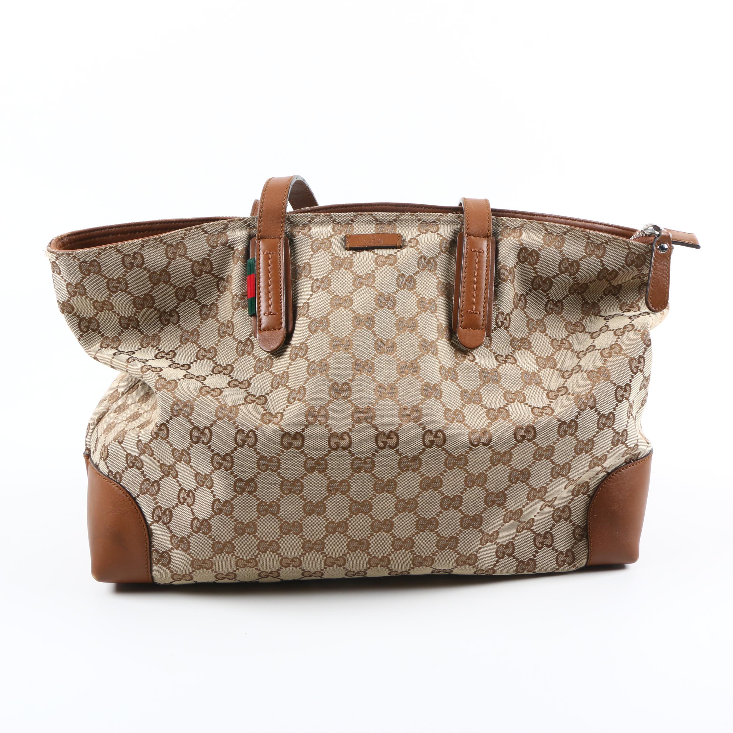 Gucci GG Canvas and Leather Tote Bag
