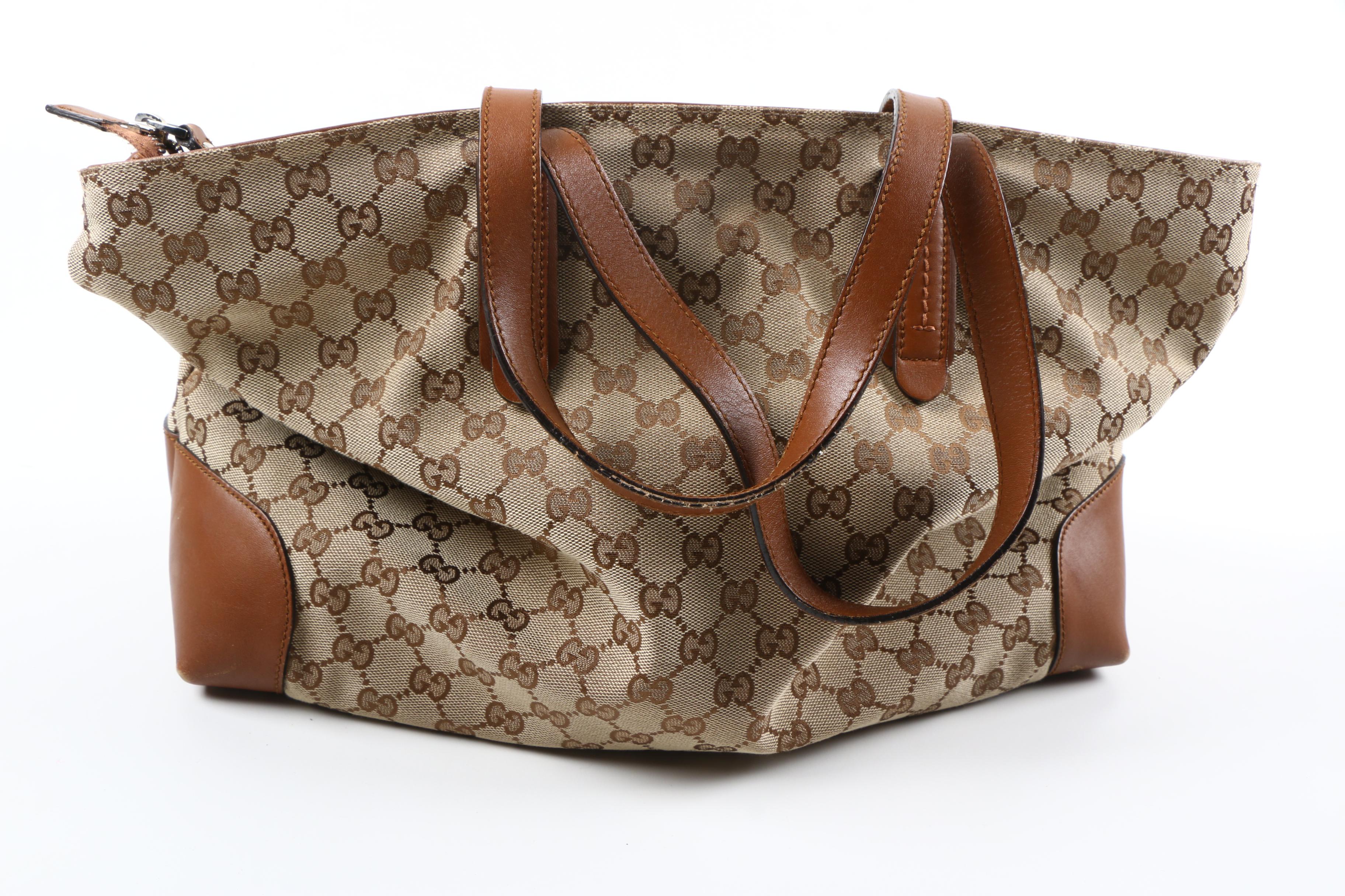 Gucci GG Canvas and Leather Tote Bag
