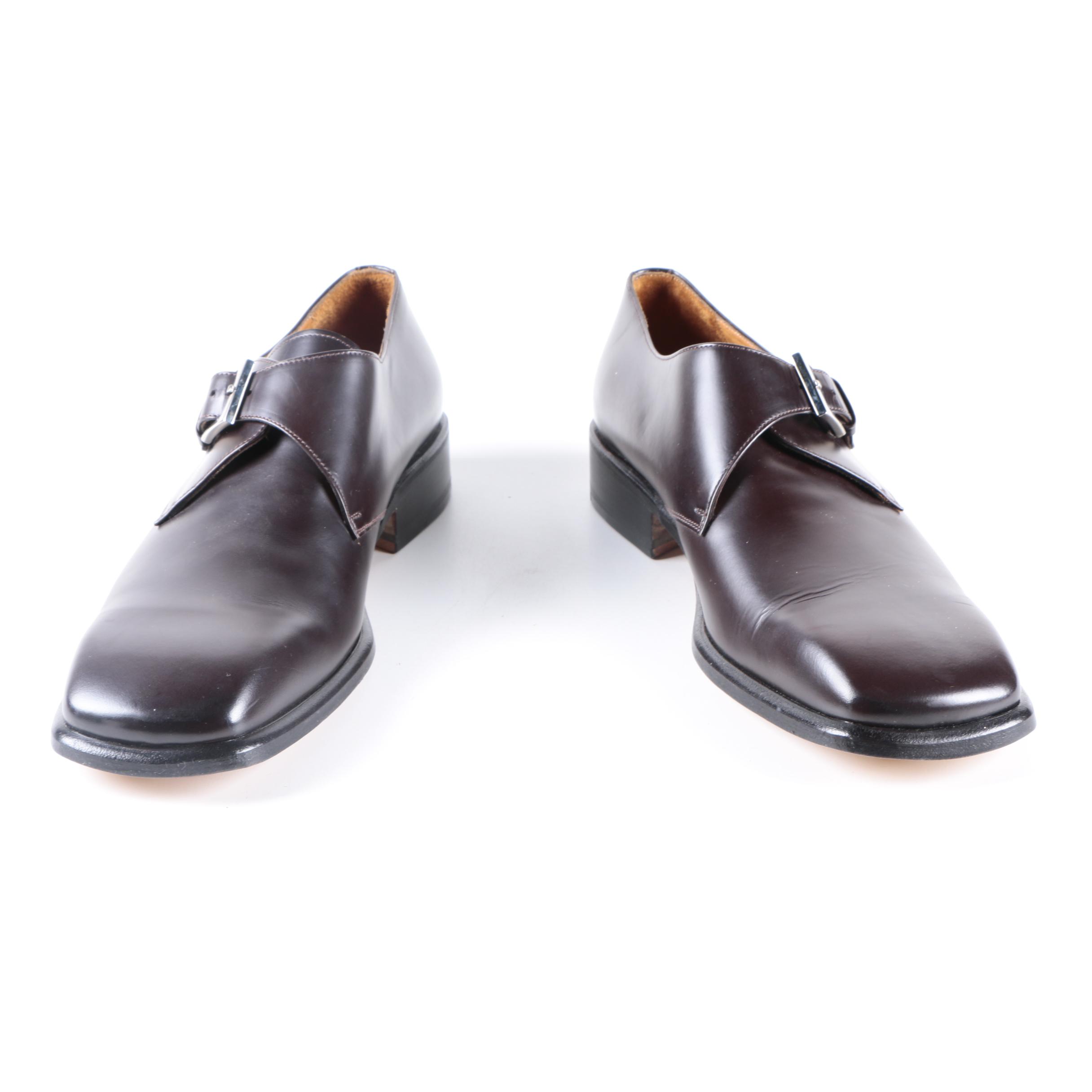 Men's Gucci Brown Leather Monk Strap Loafers