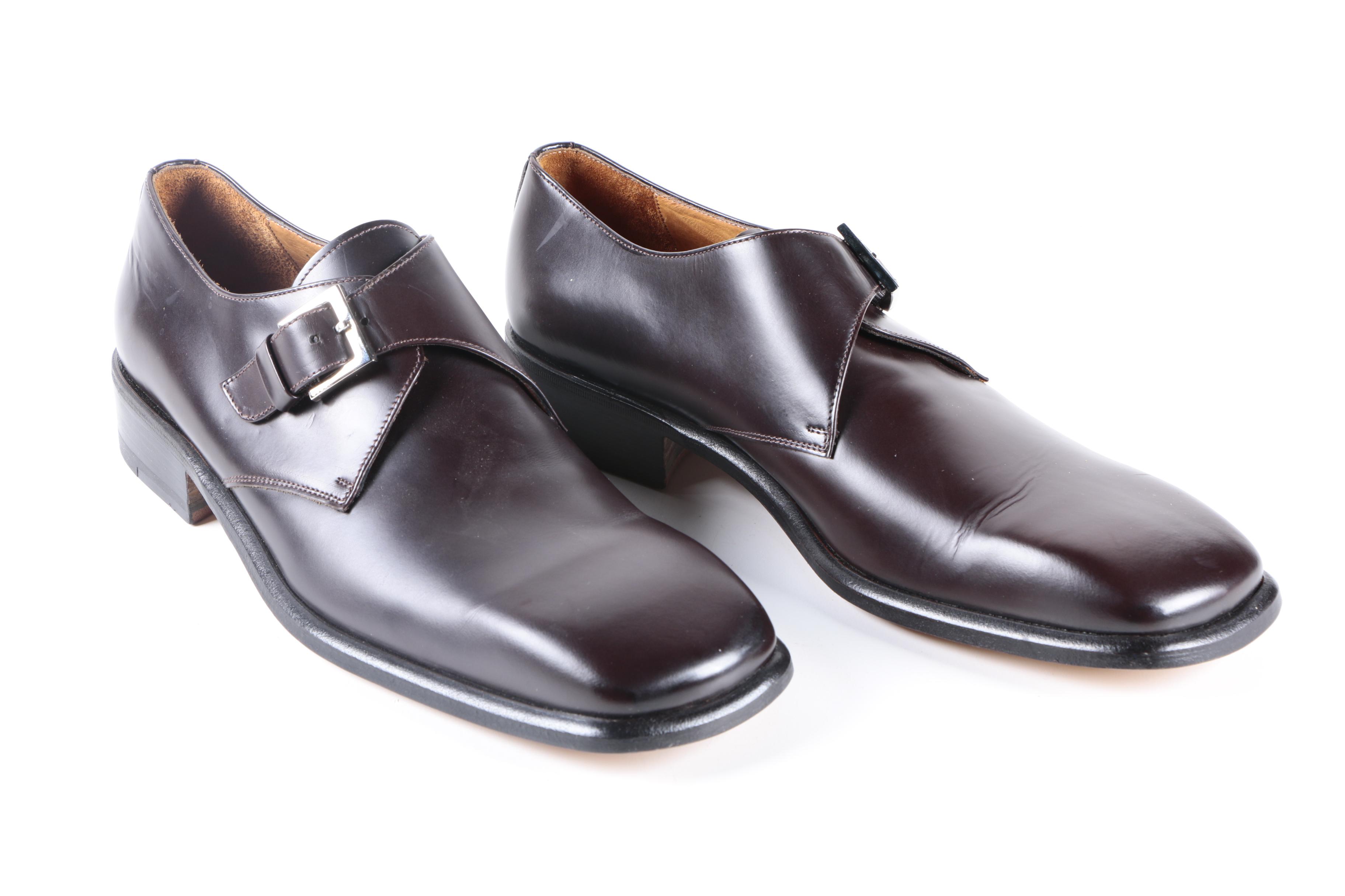 Men's Gucci Brown Leather Monk Strap Loafers