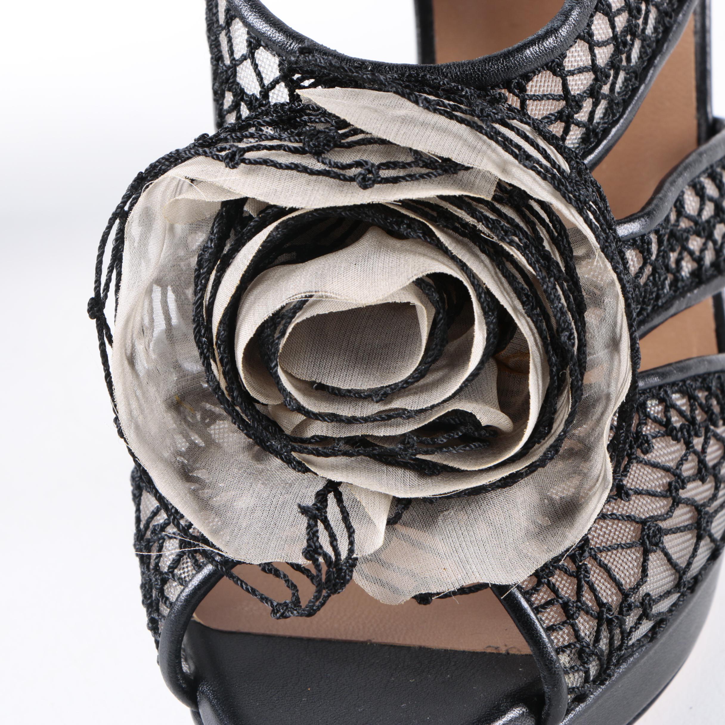 Valentino Garavani Mesh Rosette High Heel Sandals