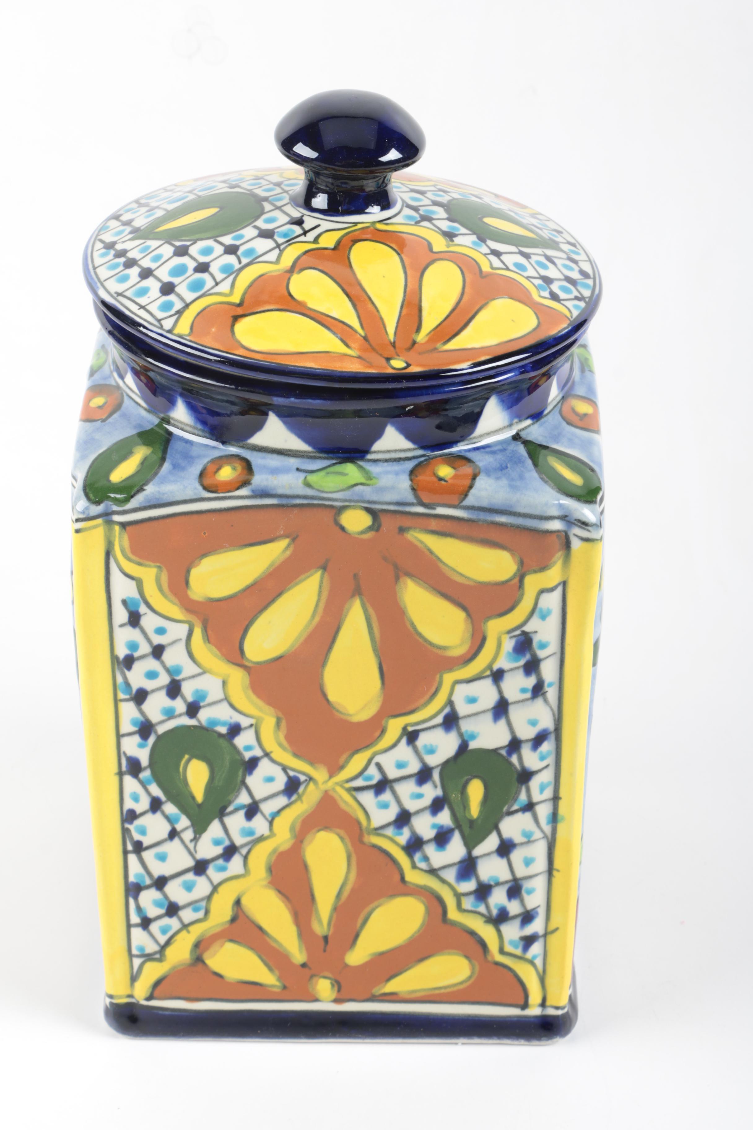 Hand Painted Ceramic Mexican Kitchen Canisters