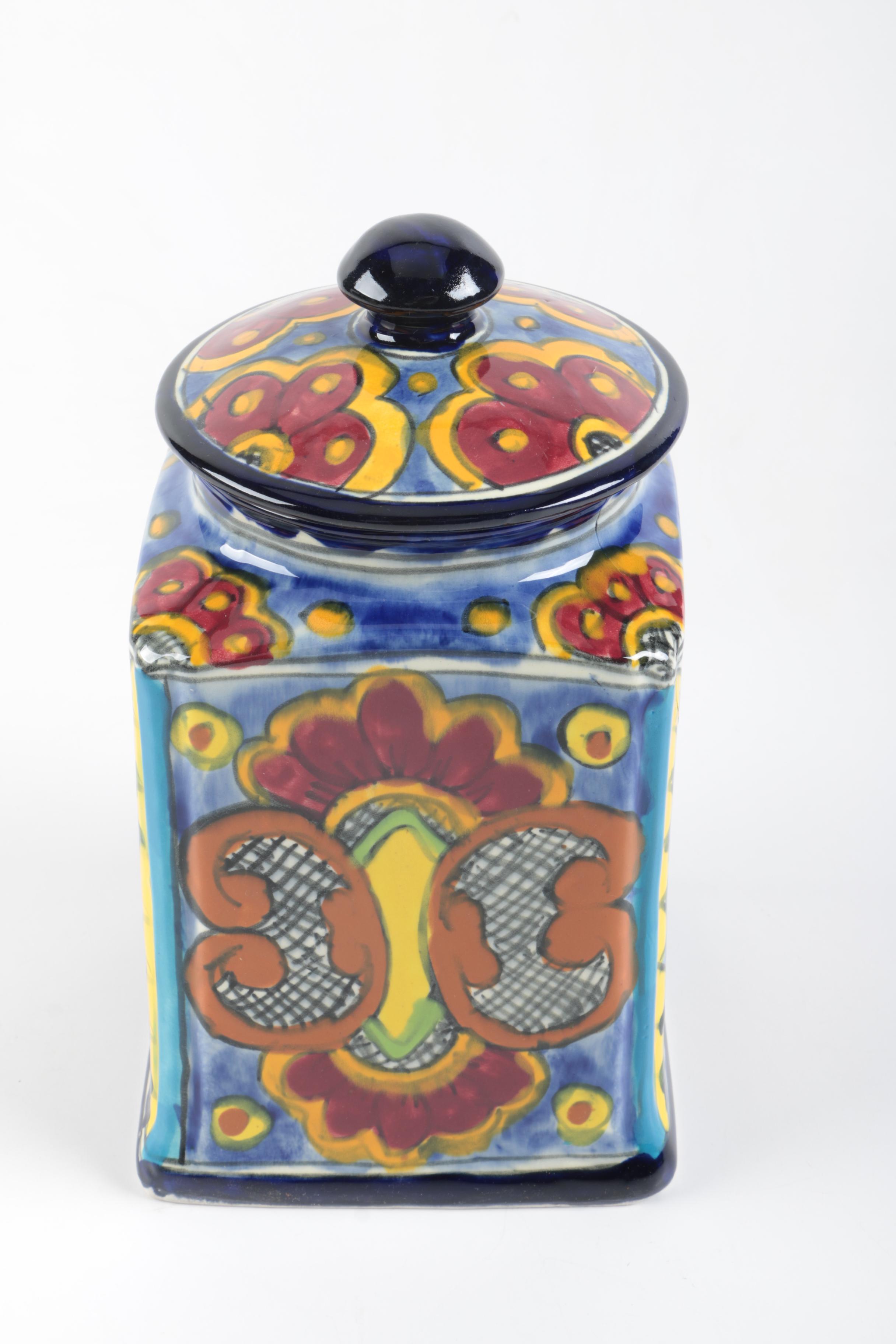 Hand Painted Ceramic Mexican Kitchen Canisters EBTH