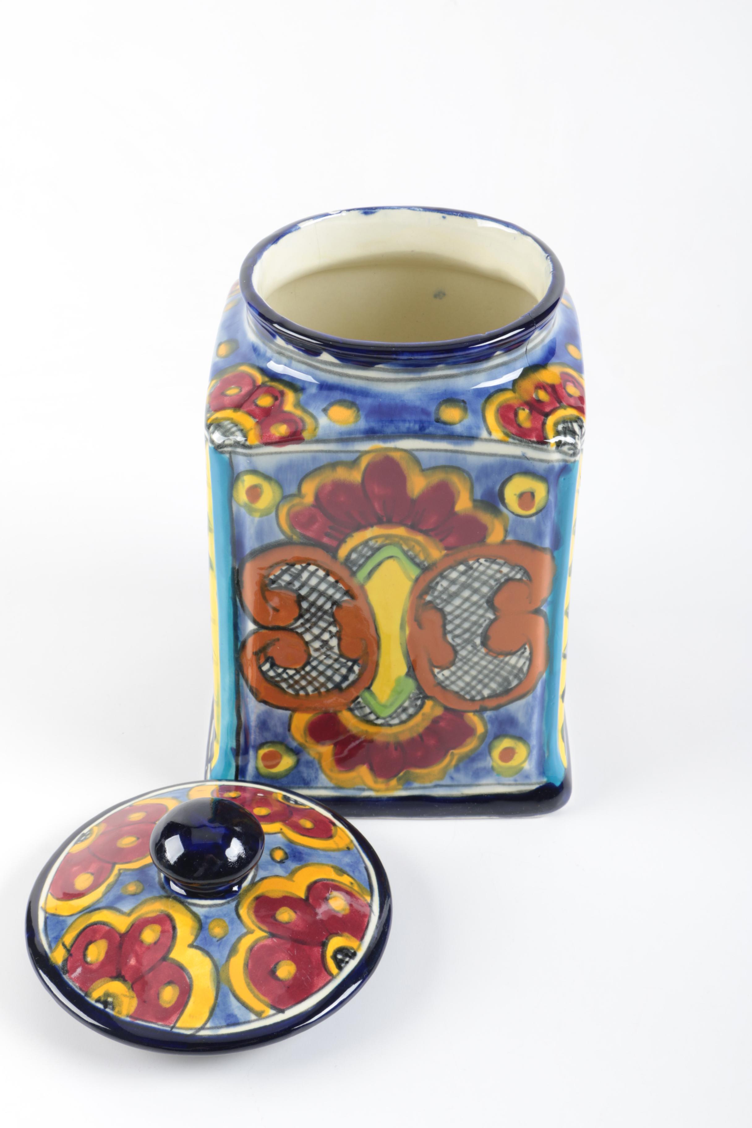 Hand Painted Ceramic Mexican Kitchen Canisters