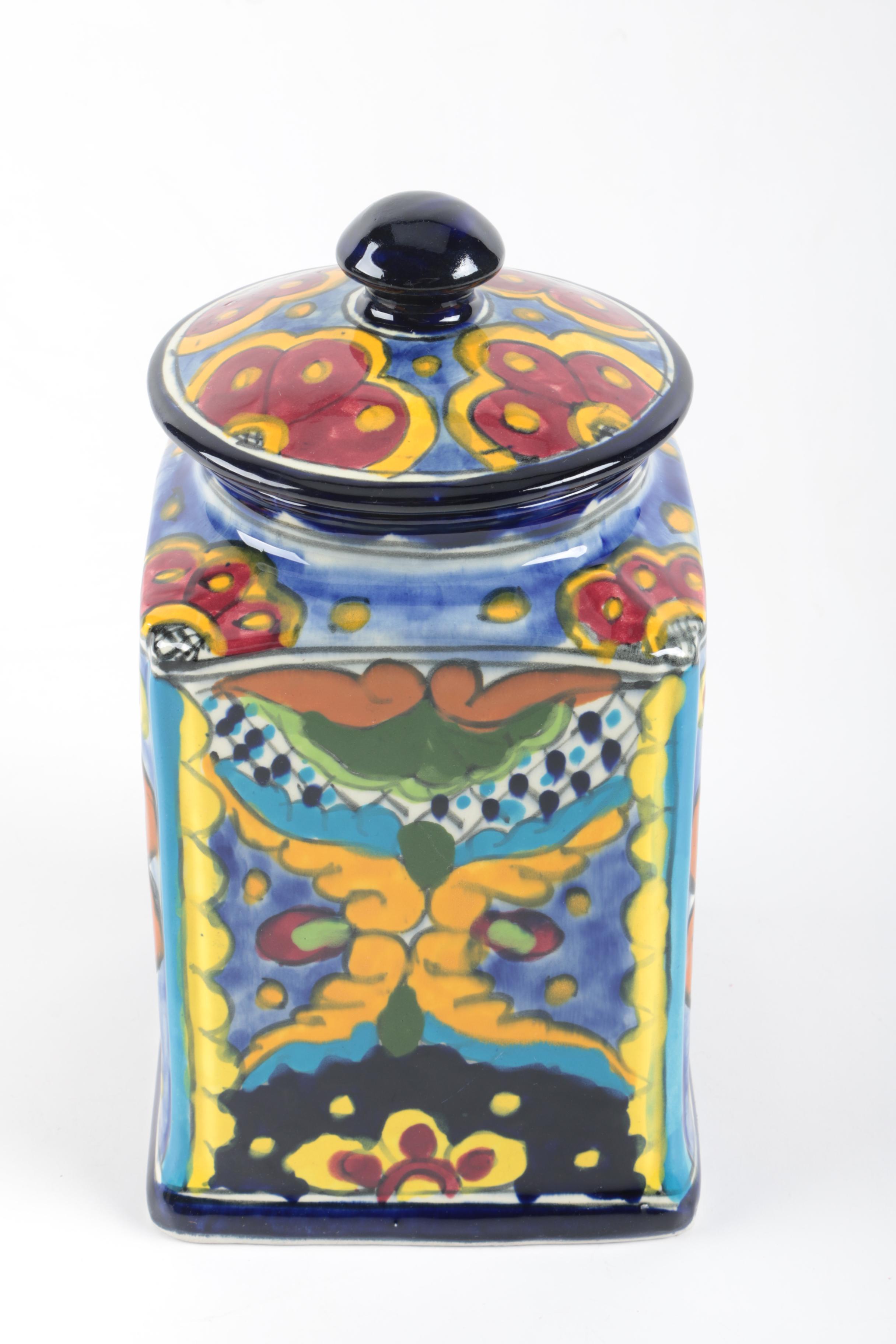Hand Painted Ceramic Mexican Kitchen Canisters