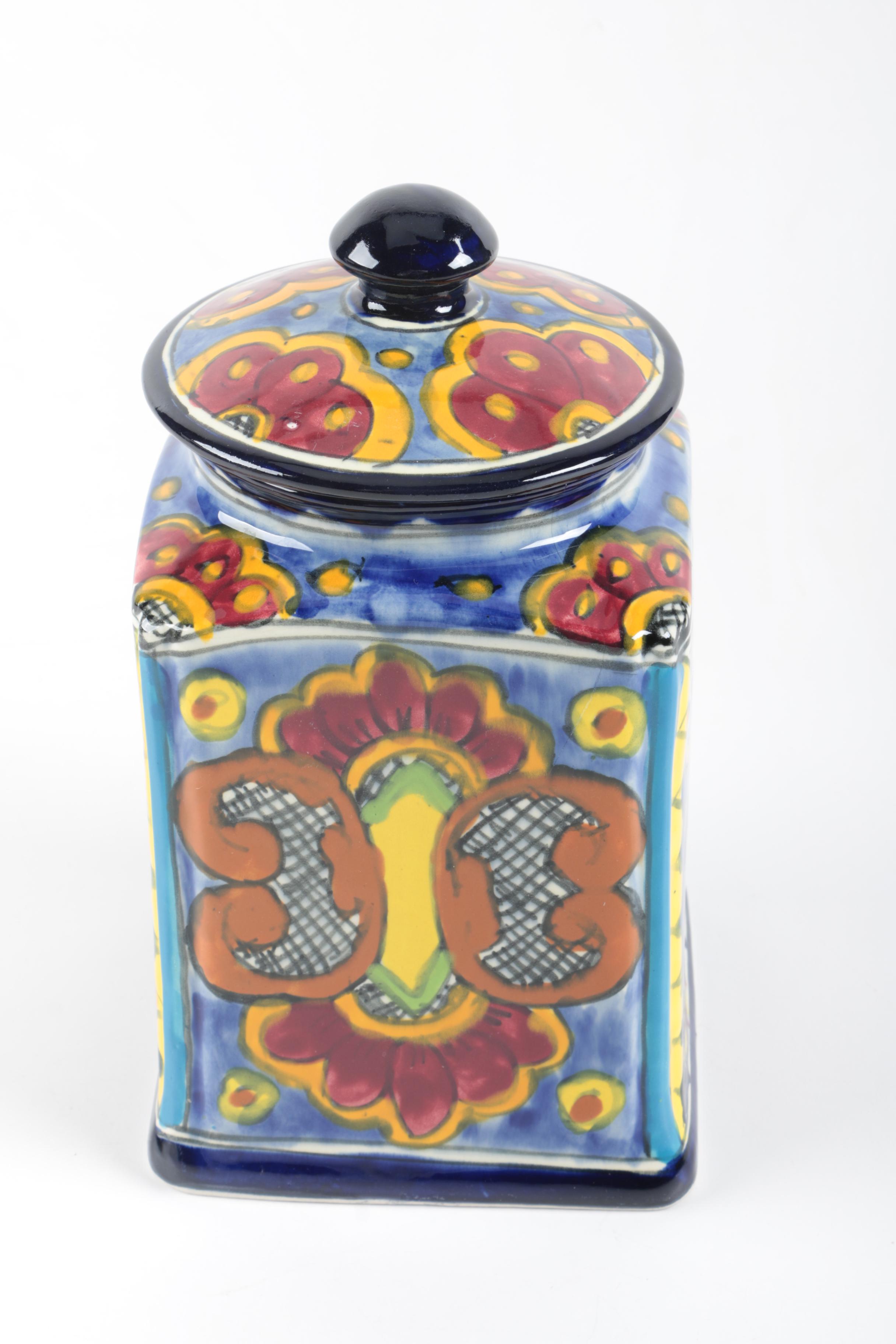 Hand Painted Ceramic Mexican Kitchen Canisters