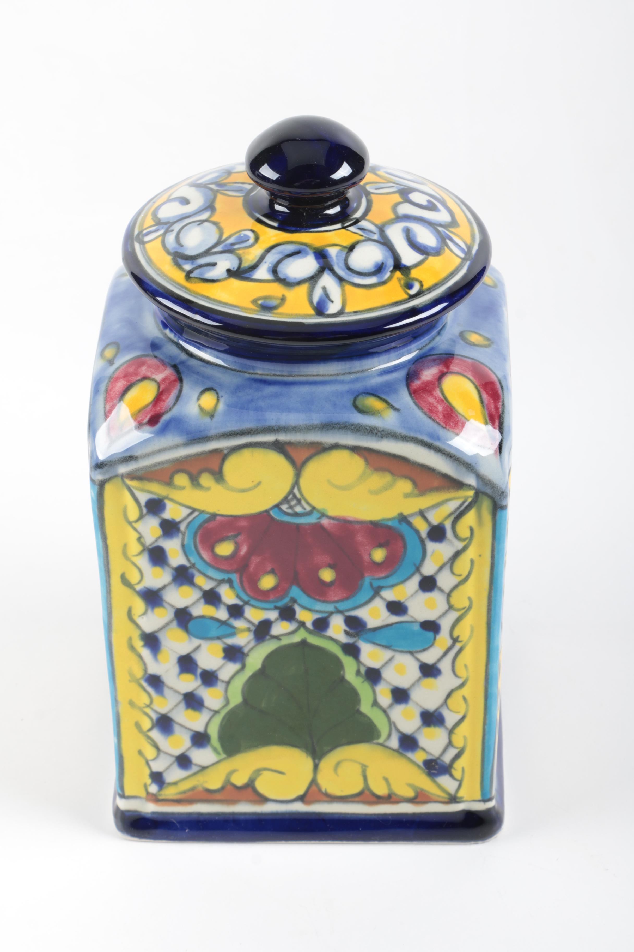 Hand Painted Ceramic Mexican Kitchen Canisters