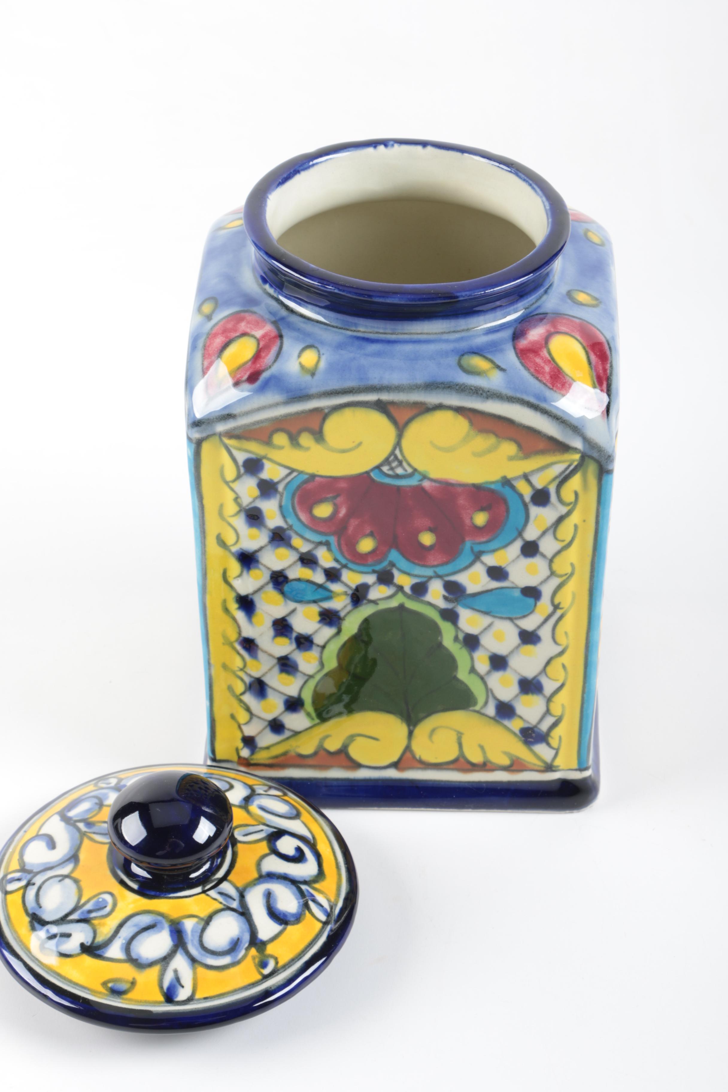 Hand Painted Ceramic Mexican Kitchen Canisters