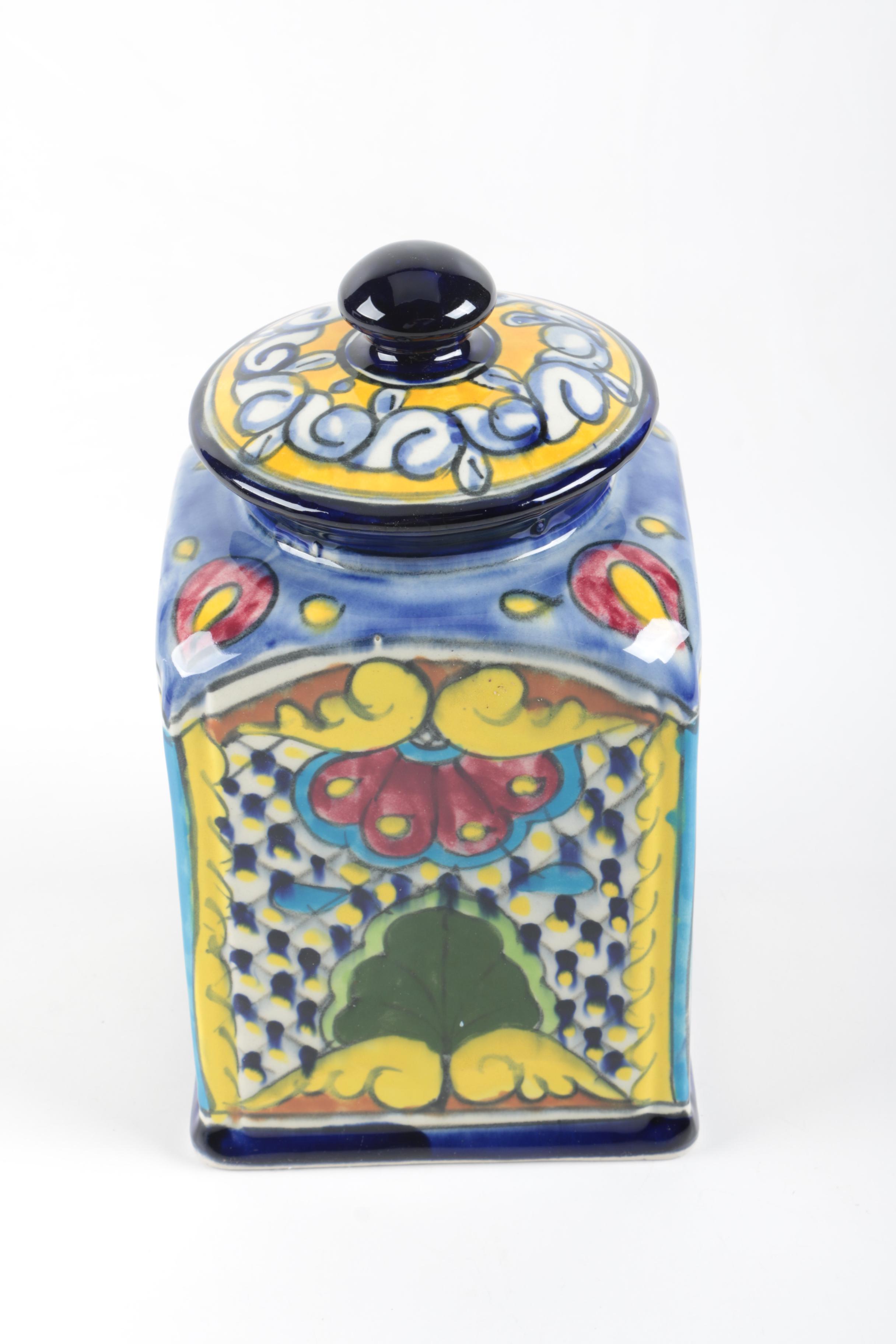 Hand Painted Ceramic Mexican Kitchen Canisters